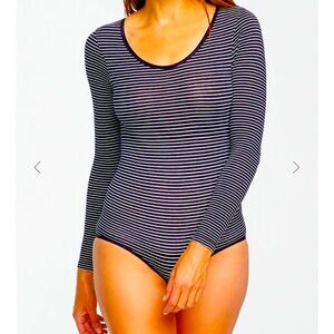 New Long Sleeve shaping  Bodysuit - black and white  S/M